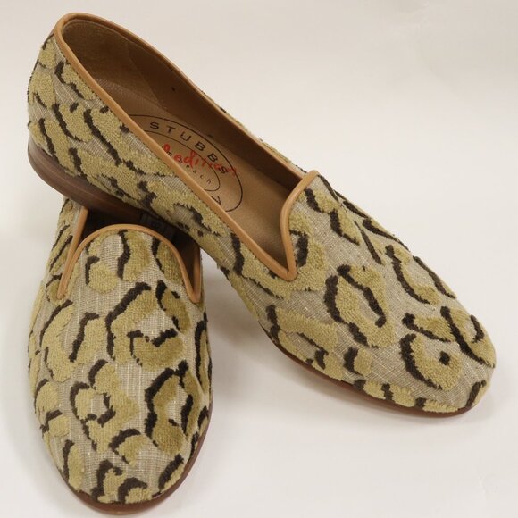 New Stubbs & Wootton Limited Edition Velvet Burnout Animal Print Size 7 Slippers - Picture 1 of 10